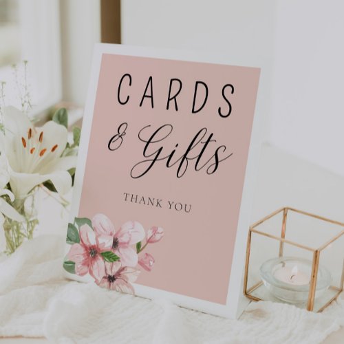 Pink Floral Calligraphy Cards and Gifts Sign