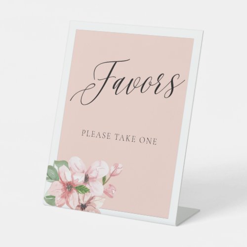 Pink Floral Calligraphy Favors Sign