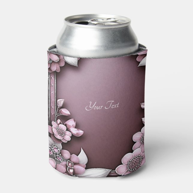 Pink Floral Can Cooler (Can Front)