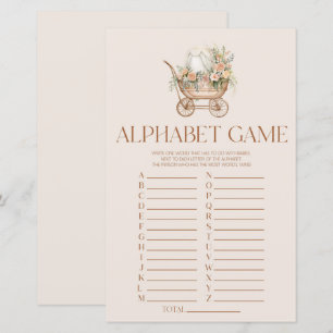 Pink Floral Carriage Alphabet Baby Shower Game