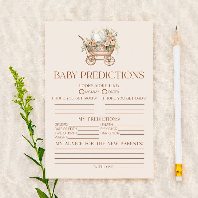Pink Floral Carriage Baby Shower Predictions Game (Creator Uploaded)