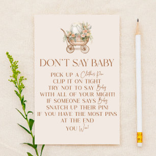 Pink Floral Carriage Don't Say Baby Shower Game
