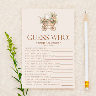 Pink Floral Carriage Guess Who Baby Shower Game
