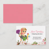 Pink Floral Cartoon Maid House Cleaning Services Business Card | Zazzle