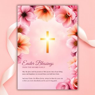 Pink Floral Catholic Cross Easter Blessings