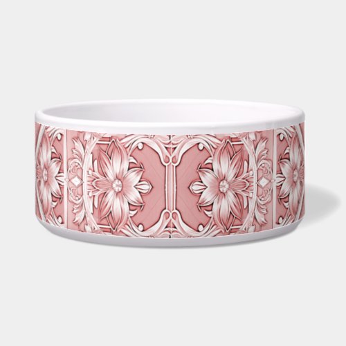 Pink Floral Ceramic Pet Bowl