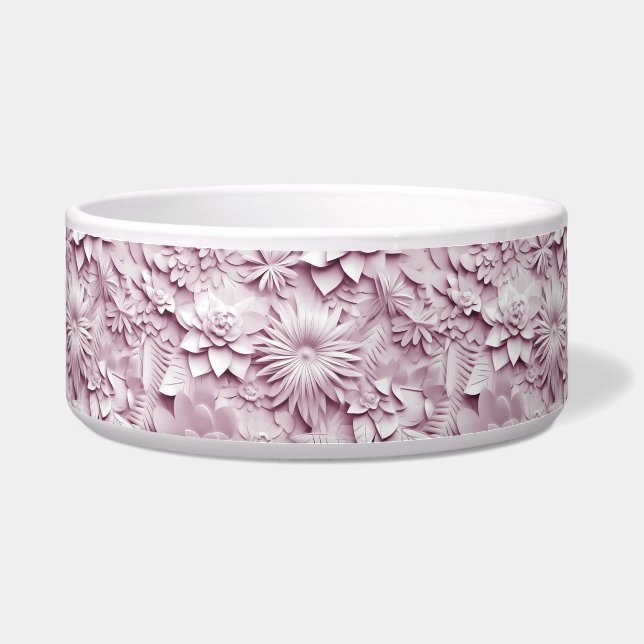 Pink Floral Ceramic Pet Bowl (Front)