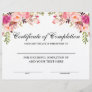 Pink Floral Certificate of Completion - Your Text