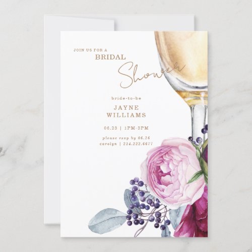 Pink Floral Champagne Elegant Bridal Shower  Invitation