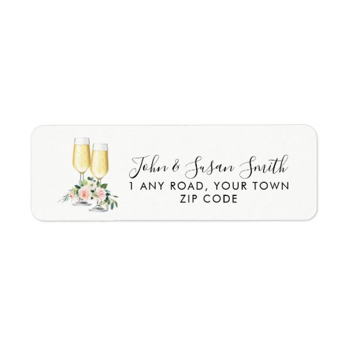 pink floral champagne return address labels