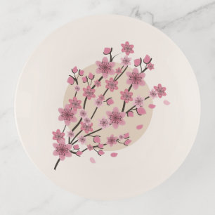 Pink Floral Cherry Blossom Tree Petals Trinket Tray