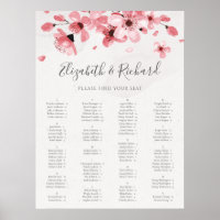 Pink Floral Cherry Blossom Wedding Seating Chart