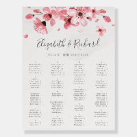 Pink Floral Cherry Blossom Wedding Seating Chart