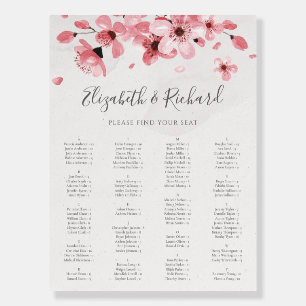 Pink Floral Cherry Blossom Wedding Seating Chart Foam Board