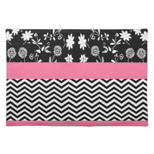 pink floral chevron placemat