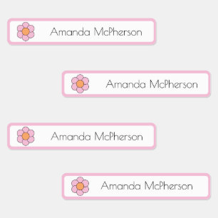 Pink Floral Childs Clothing Name Tag Kids' Labels