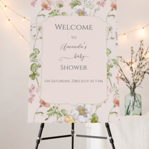 Pink Floral Chinoiserie Baby Shower Foam Board