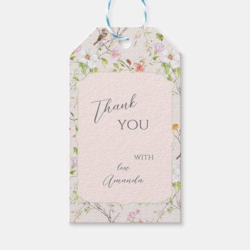 Pink Floral Chinoiserie Baby Shower Gift Tags