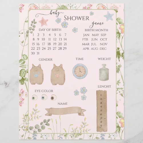 Pink Floral Chinoiserie Baby Shower Guessing Game