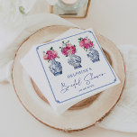 Pink Floral Chinoiserie Ginger Jars Bridal Shower Napkins<br><div class="desc">Inspired by the delicate beauty of blue and white ginger jars and the romantic allure of pink blush peonies,  these paper napkins will make a great addition to your bridal shower.</div>
