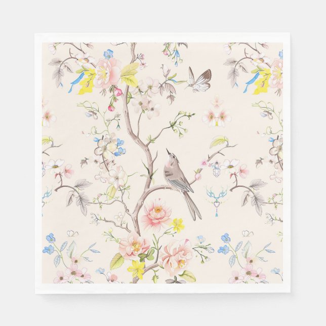 Pink Floral Chinoiserie Napkins (Front)