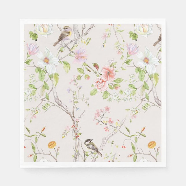Pink Floral Chinoiserie Napkins (Front)