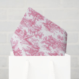 Pink Floral Chinoiserie Toile Tissue Paper