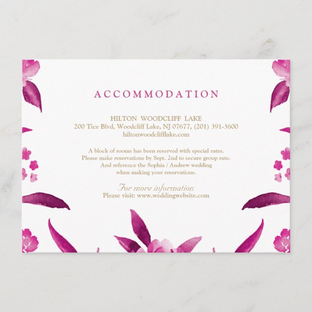 Pink Floral Chinoiserie Wedding Accommodation Enclosure Card