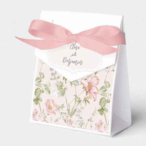 Pink Floral Chinoiserie Wedding Favor Boxes