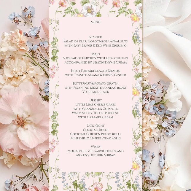 Pink Floral Chinoiserie Wedding Menu (Creator Uploaded)