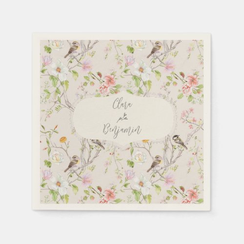 Pink Floral Chinoiserie Wedding Napkins