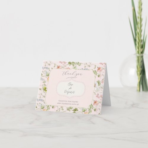 Pink Floral Chinoiserie Wedding Thank You Card