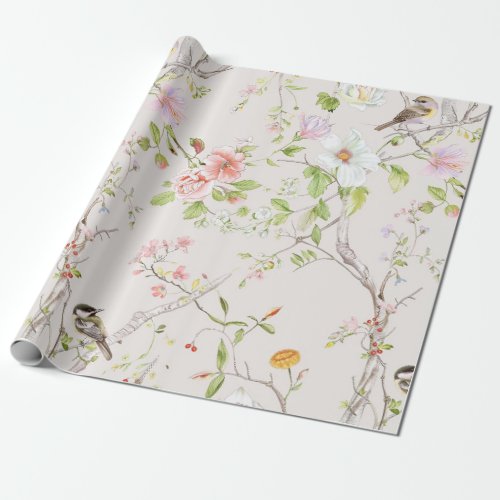 Pink Floral Chinoiserie Wrapping Paper