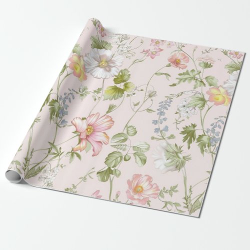 Pink Floral Chinoiserie Wrapping Paper