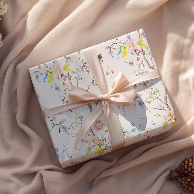 Pink Floral Chinoiserie Wrapping Paper (Creator Uploaded)