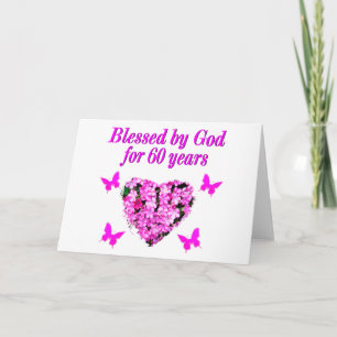 PINK FLORAL CHRISTIAN 60TH BIRTHDAY DESIGN CARD