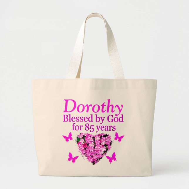 PINK FLORAL CHRISTIAN 85TH BIRTHDAY TOTE BAG (Front)