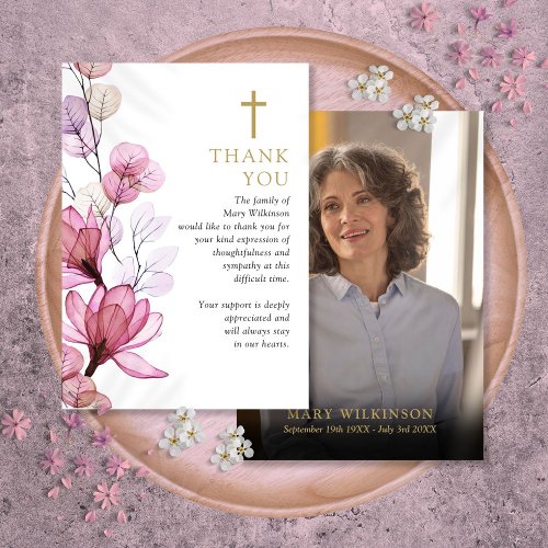 Pink Floral Christian Celebration Of Life Photo