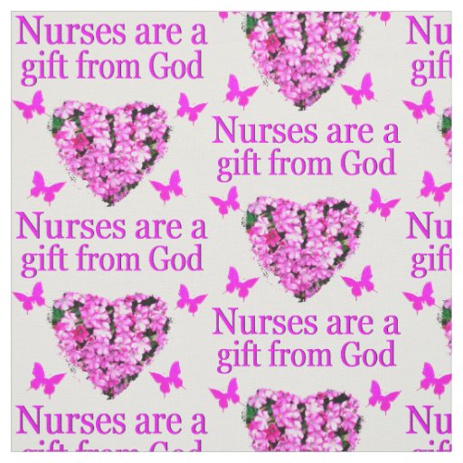 PINK FLORAL CHRISTIAN NURSE DESIGN FABRIC
