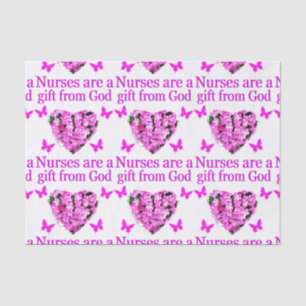 PINK FLORAL CHRISTIAN NURSE DESIGN TISSUE PAPER