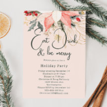 Pink Floral Christmas Eat Drink and Be Merry Party