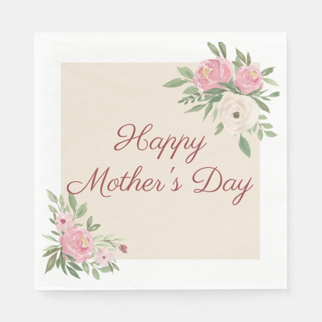 Pink Floral Church Mother's Day Brunch Napkins (Front)