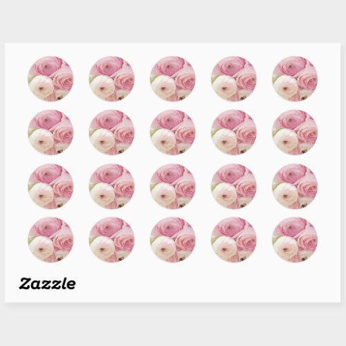 Pink Floral Classic Round Sticker