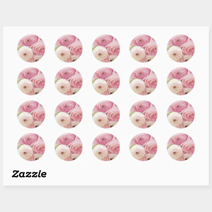 Pink Floral Classic Round Sticker | Zazzle