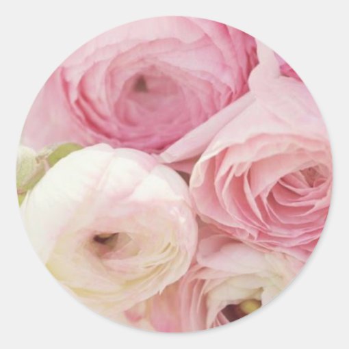 Pink Floral Classic Round Sticker | Zazzle