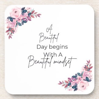Pink Floral Coaster, A Beautiful Day Begins, Elega Beverage Coaster