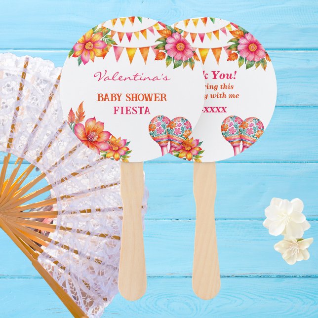Pink Floral Colorful Fiesta Baby Shower Hand Fan (Creator Uploaded)