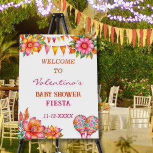 Pink Floral Colorful Fiesta Baby Shower Welcome Foam Board