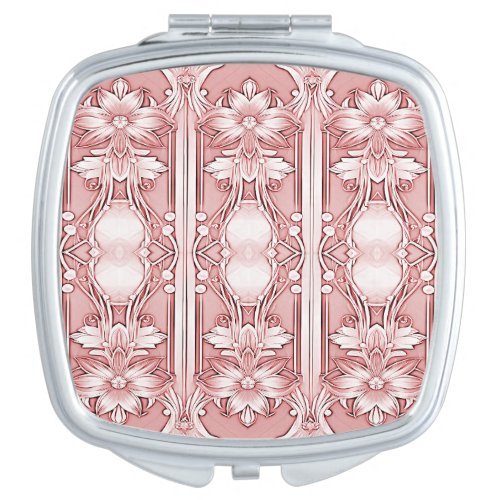 Pink Floral Compact Mirror