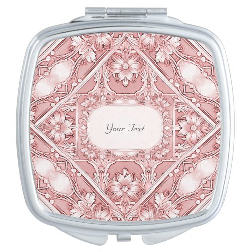 Pink Floral Compact Mirror